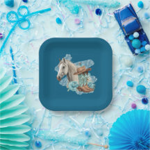 Platos de papel Western Horse Floral Equestrian - 