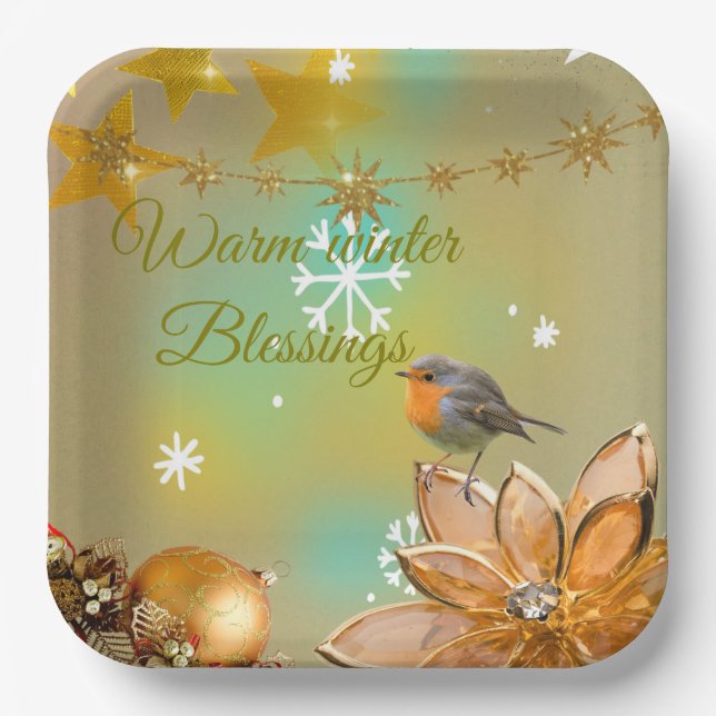 Platos de papel Winter Blessings (Anverso)