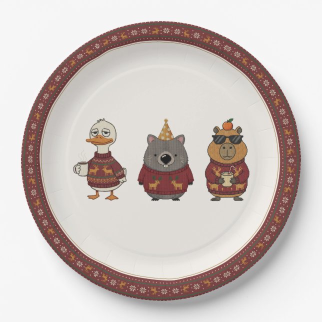 Platos de personajes para fiesta de Navidad con su (Anverso)