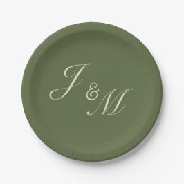 Platos de recepción de boda de oliva y beige
