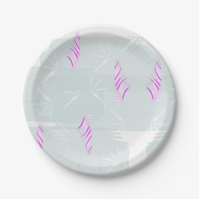 Platos de vacaciones de diseño rosa y verde pálido (Anverso)