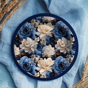 Platos Decorativos Florales de Marfil Blanco Navy 
