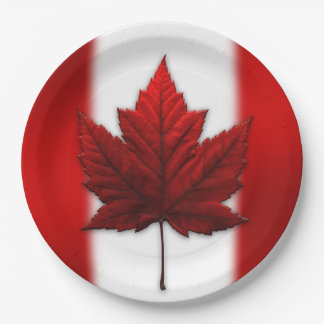 Platos del Día de Canadá Bandera de Canadá Hoja Pl