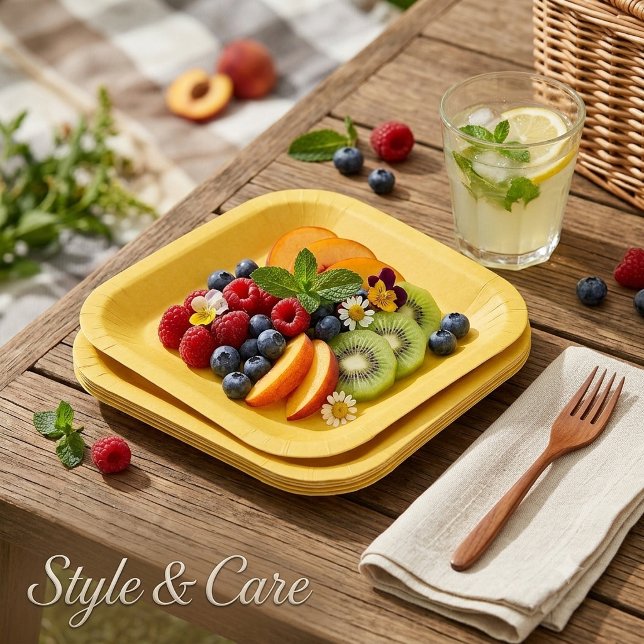 Platos desechables de color amarillo naranja cálid (Warm Yellow Orange Disposable Plates for Events)
