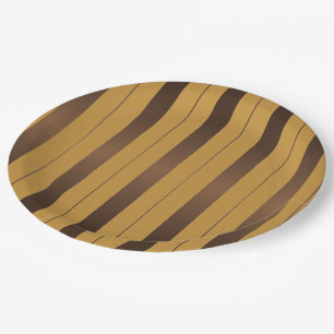 Platos elegantes de papel de rayas marrones y de o