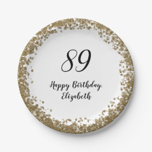 Platos Elegantes para Cumpleaños 89 con Lentejuela