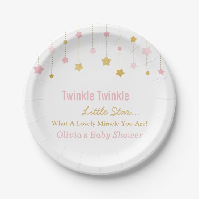 Platos Faux Gold Pink Twinkle Twinkle Little Star (Anverso)