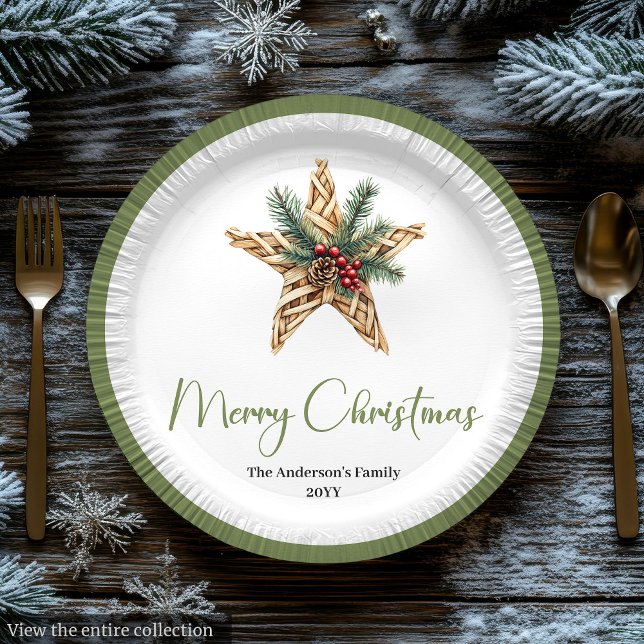 Platos festivos de colores neutros bohemios elegan (Stylish Bohemian Neutral Colors Holiday Plates)