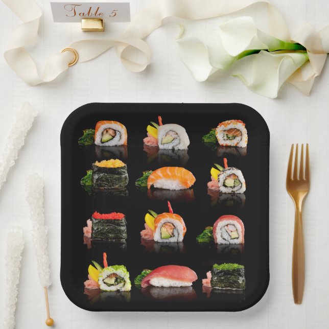 Platos festivos para fiestas de sushi navideños (Boda)