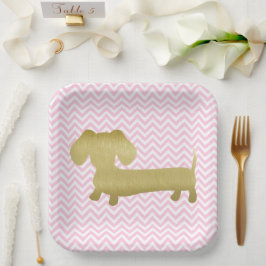 Platos Fiestas de perro Wiener Dachshund dorados y