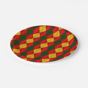 PLATOS FIESTAS Harlequin-Red-Green-Gold-PAPER