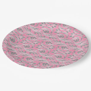 PLATOS FIESTAS Metálicos Waves-Lt Pink-White-PAPER
