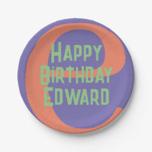 Platos fiestas niños feliz cumpleaños menta coral 