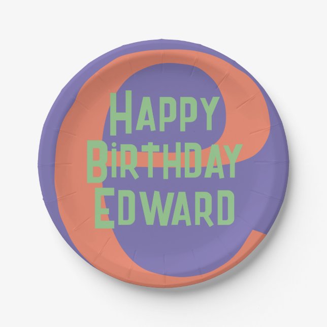 Platos fiestas niños feliz cumpleaños menta coral  (Anverso)