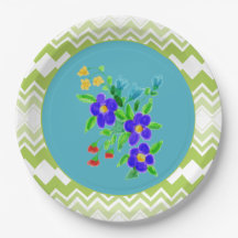 Platos Florales con Verde Azul y Lima