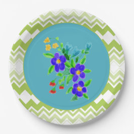 Platos Florales con Verde Azul y Lima