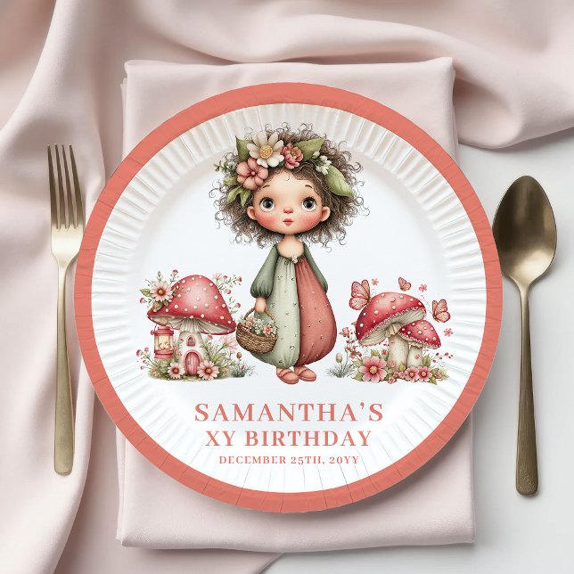 Platos Florales Pastel Cumpleaños Mágico Hada 4 añ (Magical Fairy 4th Birthday Pastel Floral Plates)