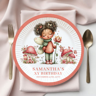 Platos Florales Rosados de Cumpleaños Número 5 de 