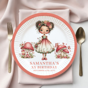 Platos Florales Rosados para Cumpleaños Mágico de 