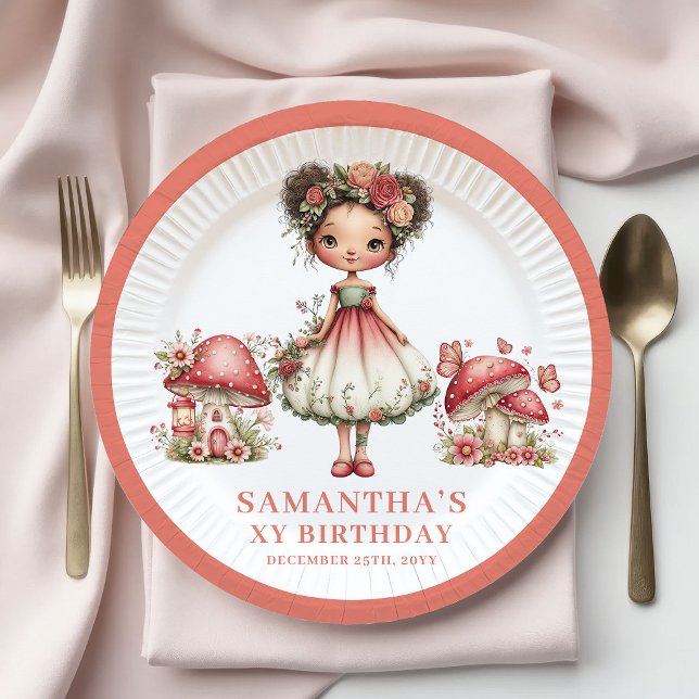 Platos Florales Rosados para Cumpleaños Mágico de  (Magical Fairy 2nd Birthday Blush Floral Plates)