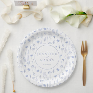 Platos modernos de papel boda de flores silvestres