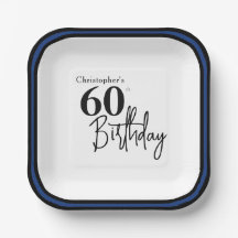 Platos modernos para 60 cumpleaños en elegante azu