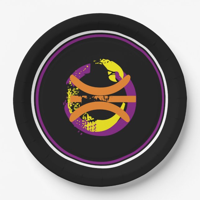 Platos morados/dorados/baloncesto negro de 9" (Anverso)