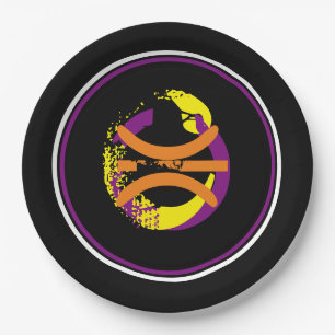 Platos morados/dorados/baloncesto negro de 9"