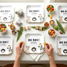 Platos "Oh Boy" para Baby Shower Safari Salvaje