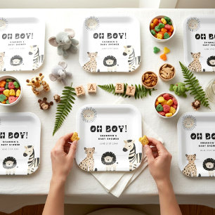 Platos "Oh Boy" para Baby Shower Safari Salvaje