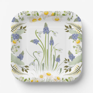 Platos para Almuerzo Cuadrados Flores de Verano