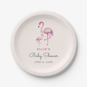 Platos para baby shower de flamenco rosa