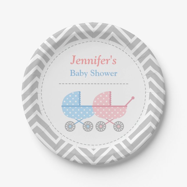 Platos para Baby Shower de Mellizos Rosado Azul Ca (Anverso)