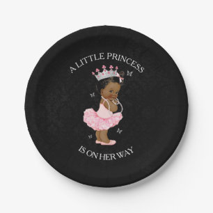 platos para baby shower de Princesa Afroamericana