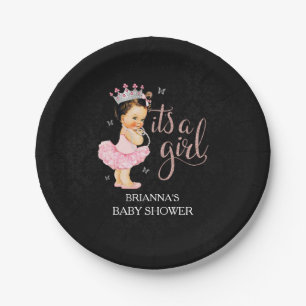 Platos para baby shower de princesa Es una niña