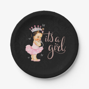 platos para baby shower de Princesa Es una Niña