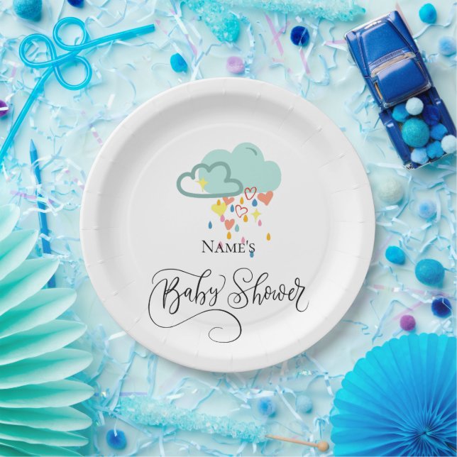 Platos para Baby Shower Niño Nube de Lluvia (Fiesta)