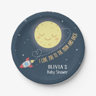 Platos para Baby Shower 'Te Amo hasta la Luna y de
