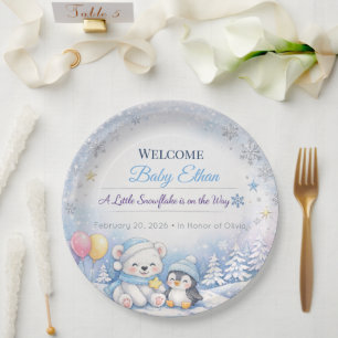 Platos para Baby Shower   Tema Invernal de Copo de