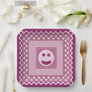 Platos para Fiesta de Azulejos Sonrientes en Rosa