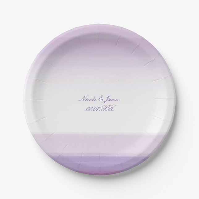Platos para Fiesta de Boda con Acuarela de Lavanda (Anverso)