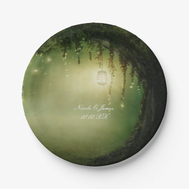 Platos para Fiesta de Boda Rústica Bosque Encantad (Anverso)