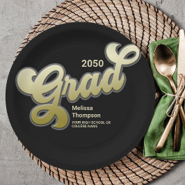 Platos para Fiesta de Graduación Retro Oro Negro