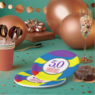 Platos para Fiesta de Olas de Colores para Cumplea