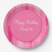 Platos Personalizados Feliz Cumpleaños 16 Rosado B