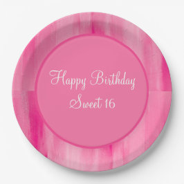 Platos Personalizados Feliz Cumpleaños 16 Rosado B