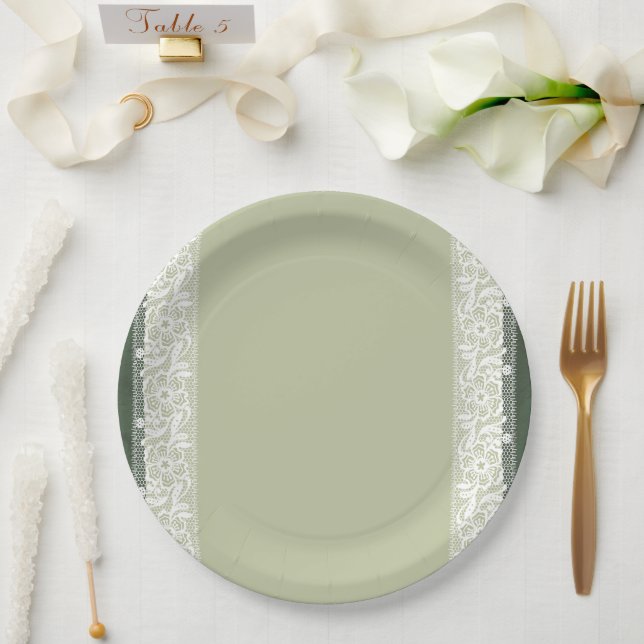 Platos redondos de papel de boda clásicos con enca (Boda)