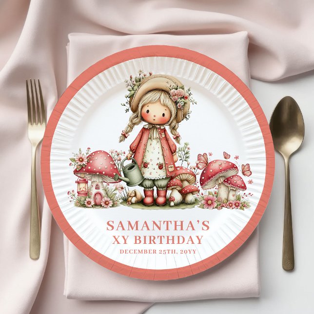 Platos Rosa Claro Cumpleaños 7 Whimsy Fairy (Whimsy Fairy 7th Birthday Blush Pink Plates)