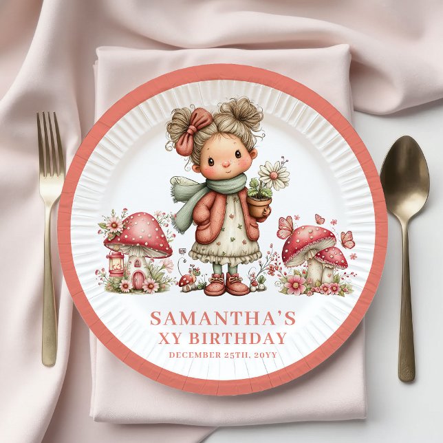 Platos Rosa Claro Cumpleaños 8 Whimsy Fairy (Whimsy Fairy 8th Birthday Blush Pink Plates)