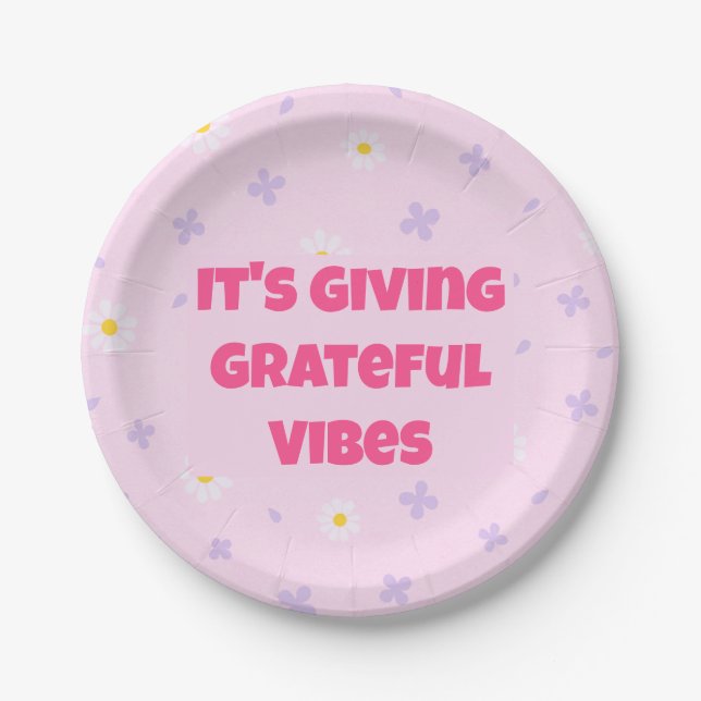 Platos Rosa y Lavanda It's Giving Grateful Vibes (Anverso)